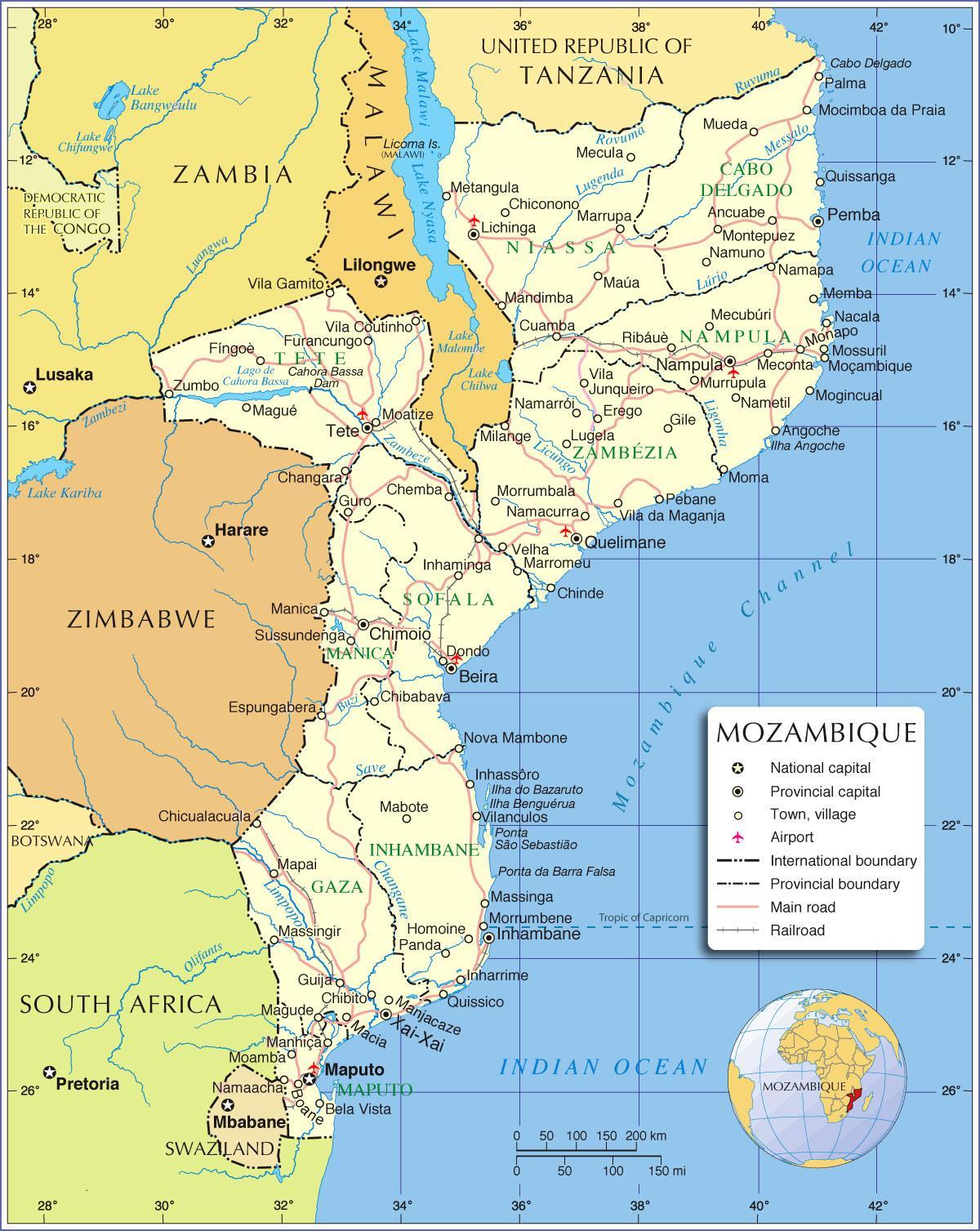 Mosambiek riviere kaart