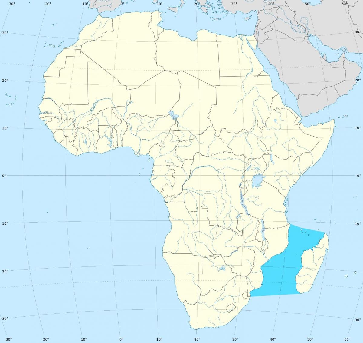 Mosambiek-kanaal afrika kaart