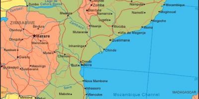 Kaart van Mosambiek kuslyn
